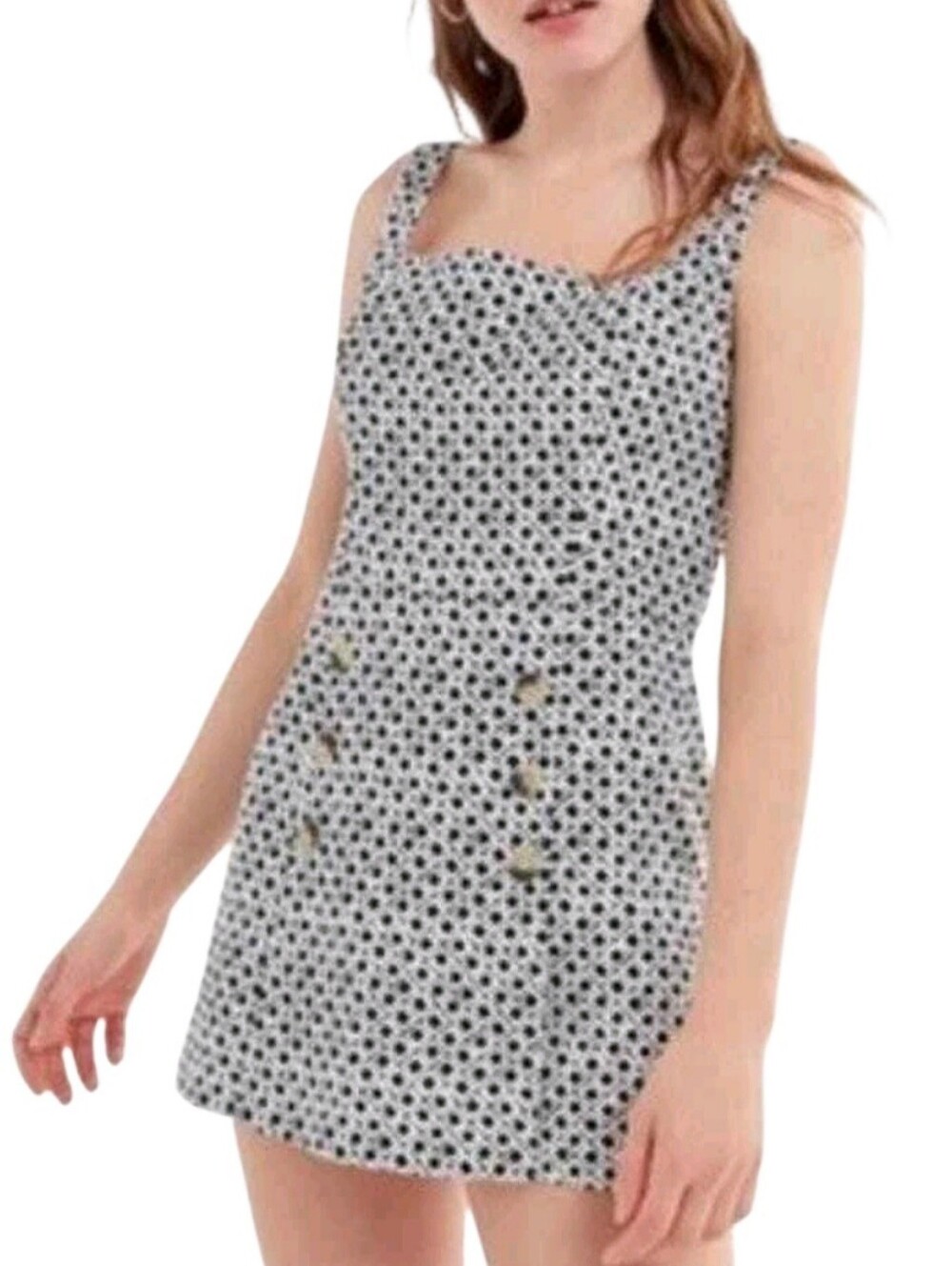 Urban Outfitters Dalila Romper Skort Size M White Black 100% Cotton Sleeveless
